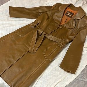 VINTAGE tan leather coat - at least 80+ years old but in great condition!